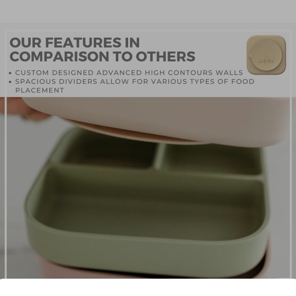 Teemi baby Silicone Divided Suction Plate | BPA-Free Non-Slip Design (Blush) - Picture 3 of 6